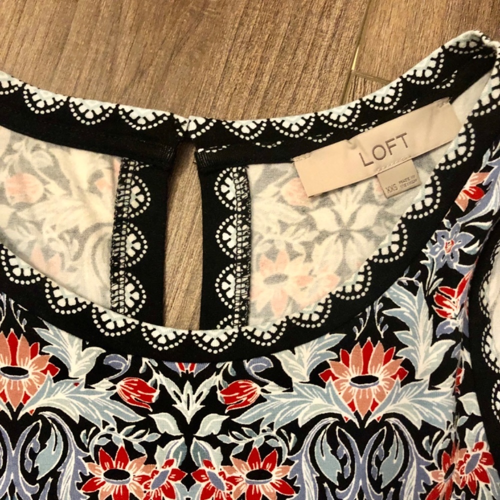Ann Taylor Loft sleeveless blue and red tank swing dress size XXS - Picture 3 of 5